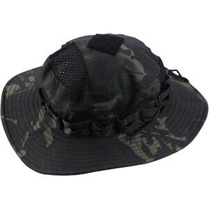 Unisex Camo Black Wide Brim Boonie Breathable Uv Protection Classic Bucket Hat